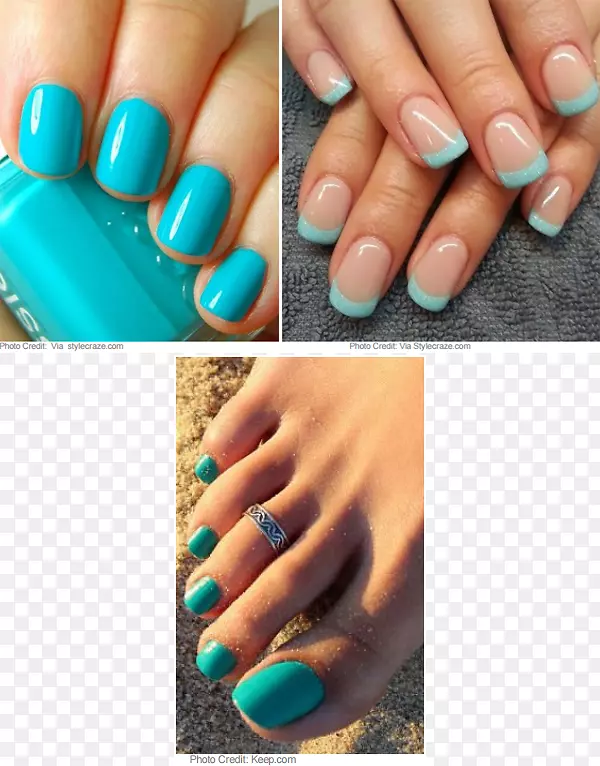 蓝色指甲，黑色指甲，美甲，尤尼亚斯-享受夏日的酷暑