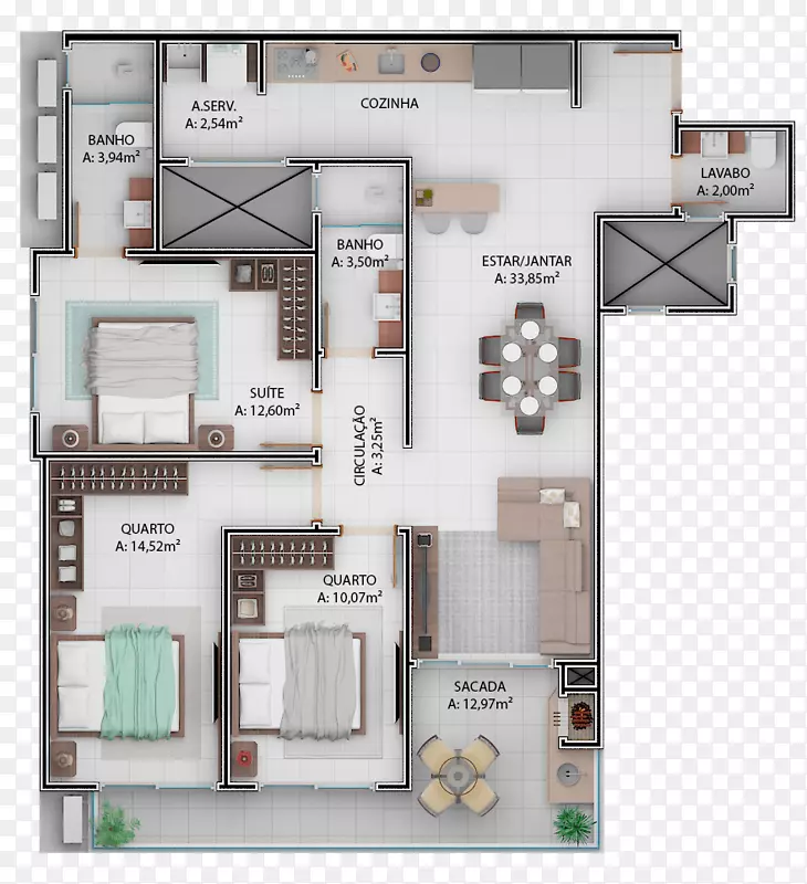 房间、公寓、平面图套房、马略卡-公寓