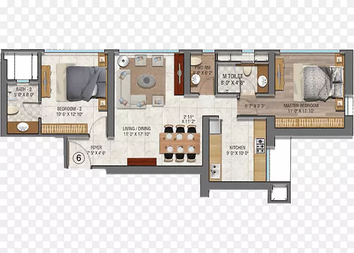 3D平面图Auris宁静公寓-公寓