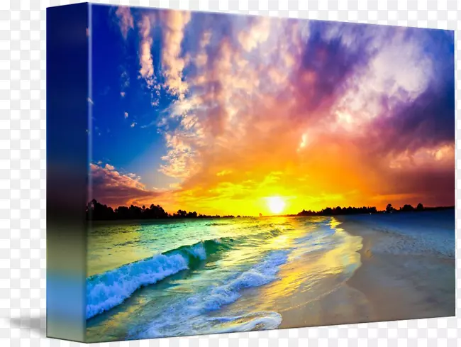 旅游摄影画布-海洋日落