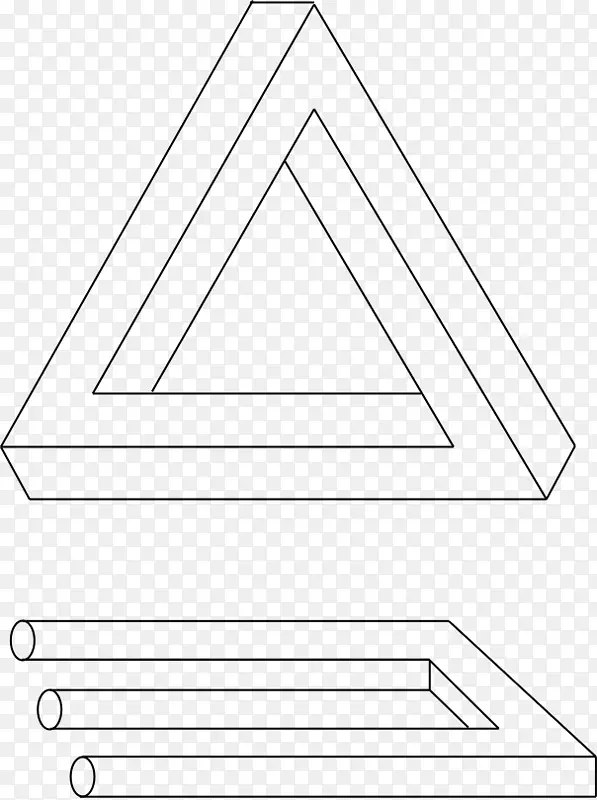 彭罗斯三角不可能物体不可能三叉戟绘图光学错觉-设计