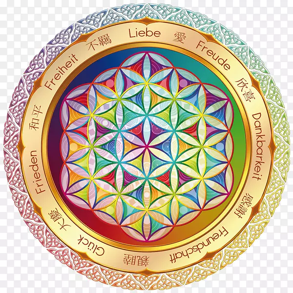 贴纸神圣几何学重叠圆圈格子玻璃贴花高压警戒线