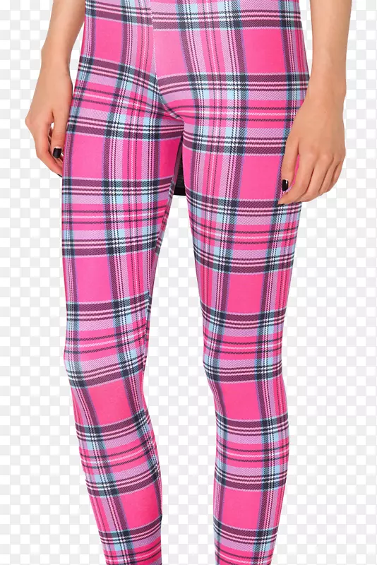格子紧身裤时尚氨纶服装.粉红色格子