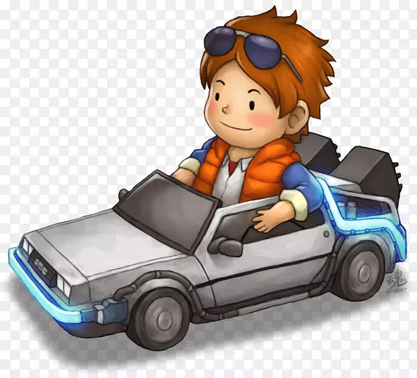 汽车Marty McFly biff Tannen DeLorean DMC-12 DR。埃米特棕色轿车