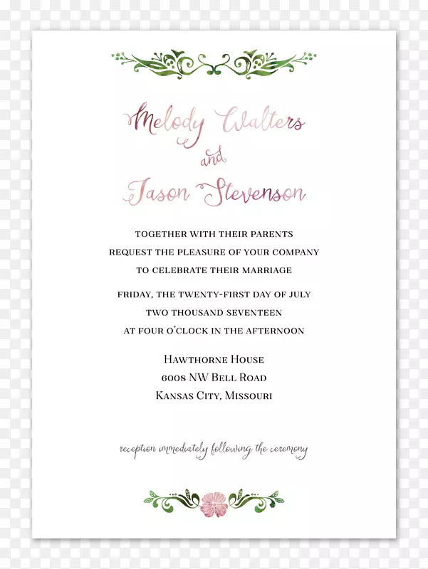 结婚邀请函粉红色的字体-婚礼邀请函