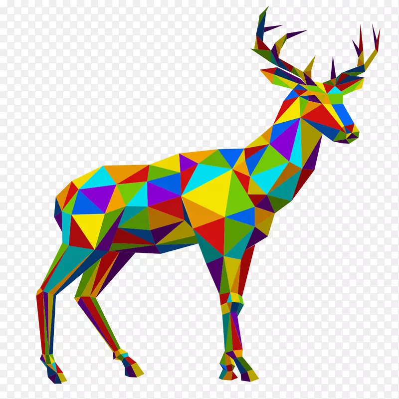 折纸驯鹿贴纸艺术图案-驯鹿