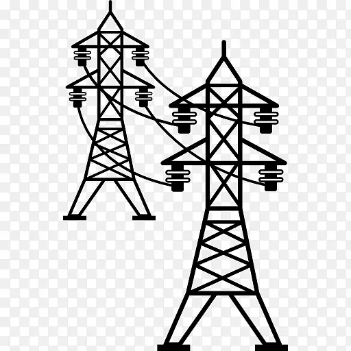 输电塔电力传输架空电力线计算机图标符号