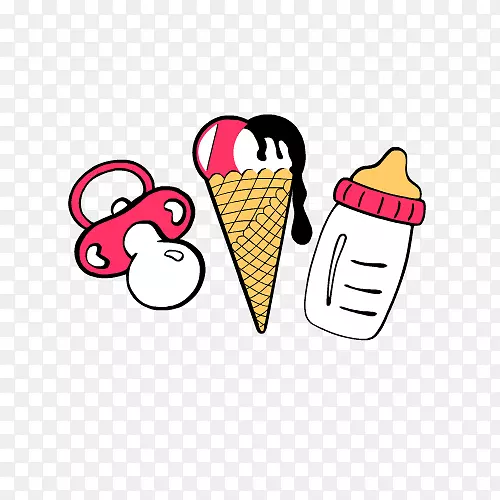 冰淇淋锥画夹艺术线