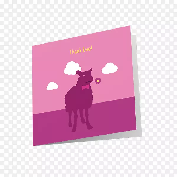 粉红m长方形rtv粉红色字体-羊贺卡