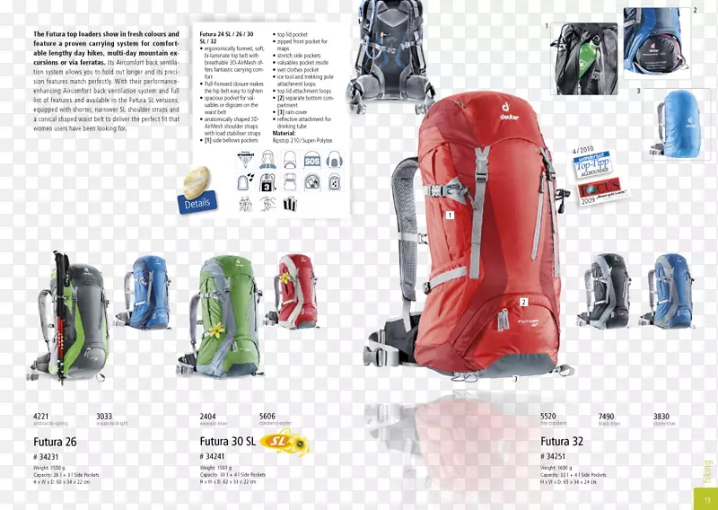 Deuter Futura 22背包Deuter Futura 24 sl Futura 26无烟煤/春季背包