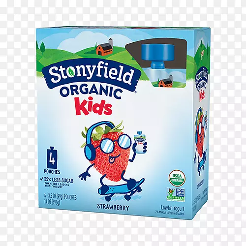 有机食品牛奶Stonyfield农场公司冷冻酸奶-草莓盒