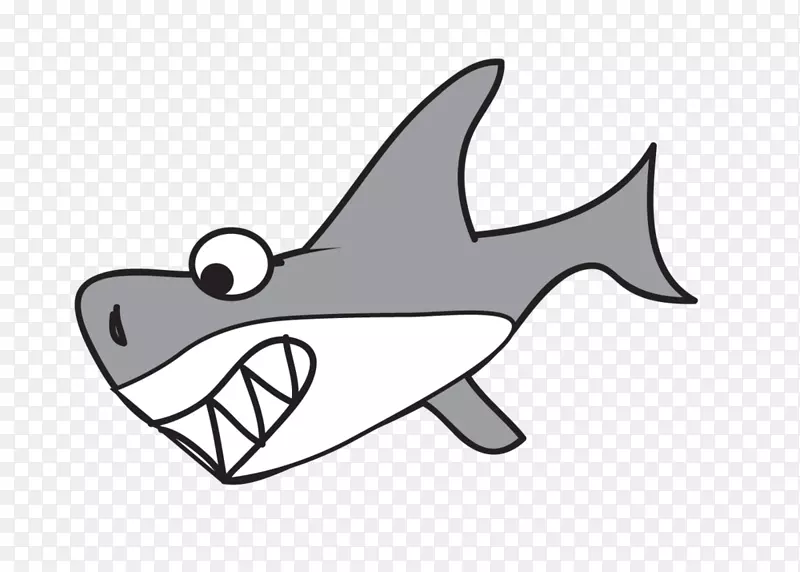 大白鲨卡通画夹艺术-鲨鱼