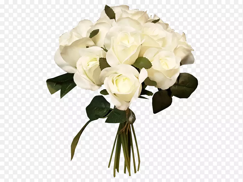 花园玫瑰花束切花花卉设计-白色新娘花束