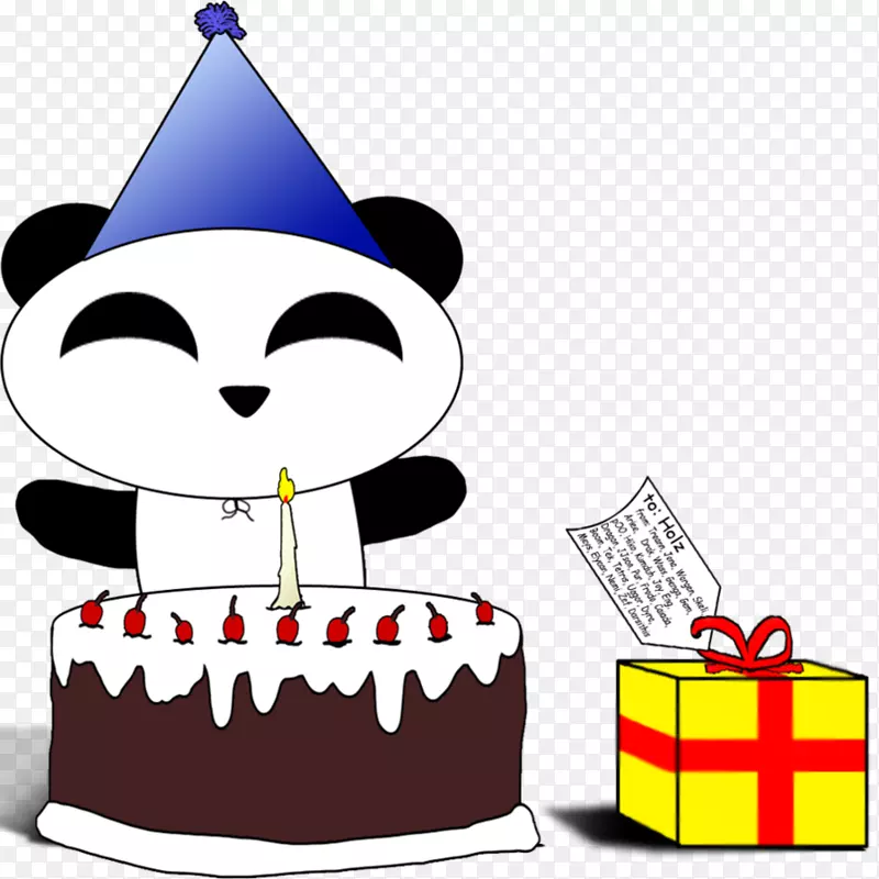 生日蛋糕大熊猫生日卡剪贴画-生日