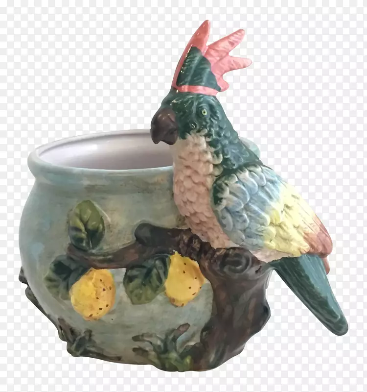 陶瓷花盆工艺品，喙鸡做食物.手绘鸟
