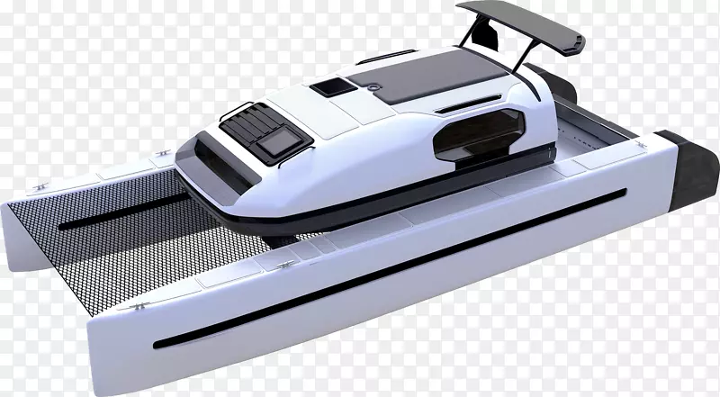 快艇超车。热那亚双体船国际游艇展