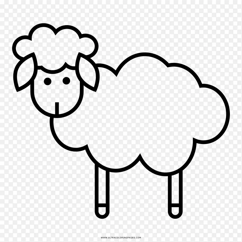 羊画着色书黑白相间
