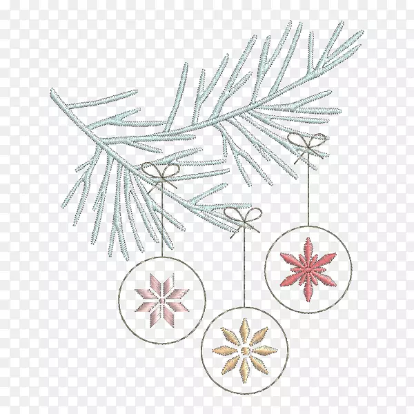 刺绣树枝圣诞树图案-圣诞节