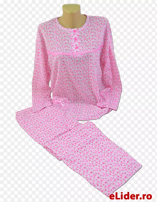 波尔卡点睡衣粉红色m袖rtv粉红色-pijama