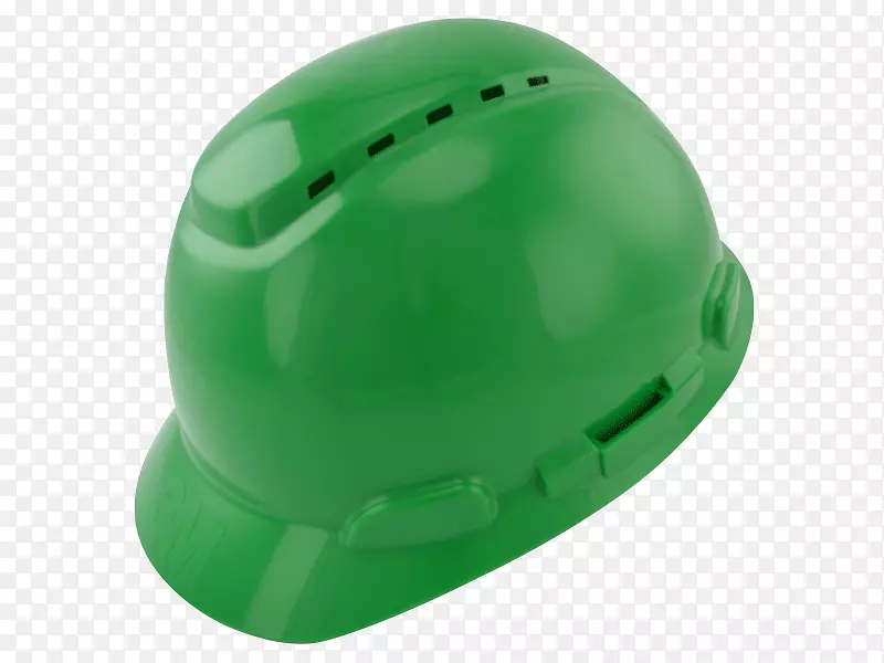 头盔、安全帽、绿色塑料个人防护设备.头盔