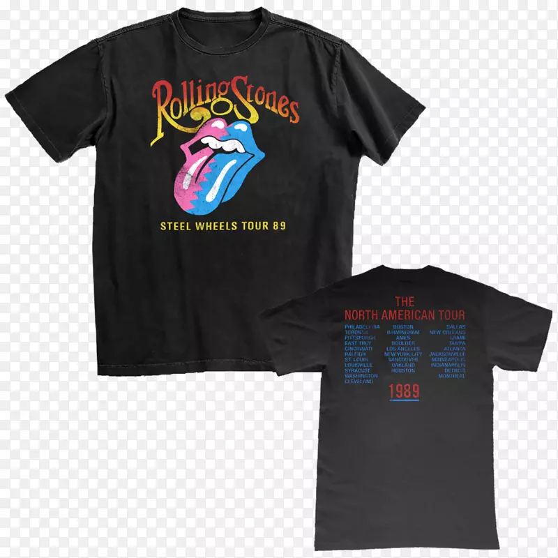 T-恤，滚石巡回美洲‘75个钢车轮，滚石音乐会-t恤