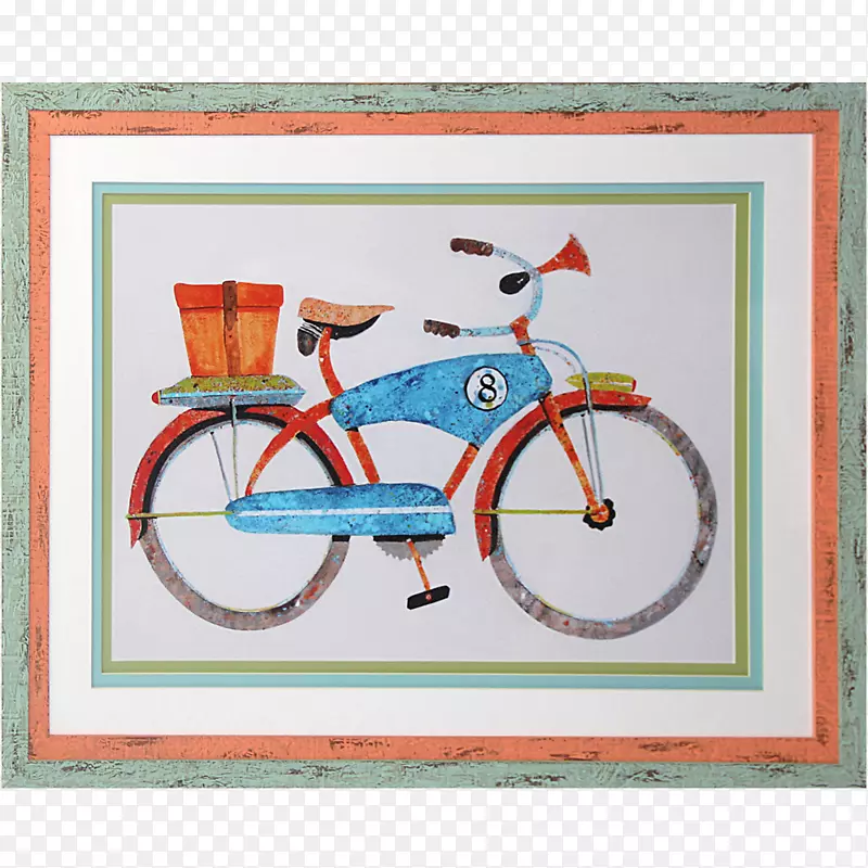 自行车架岛艺术画布版画.自行车
