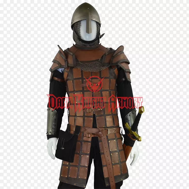 中世纪盔甲皮革服装的服装部件.装甲