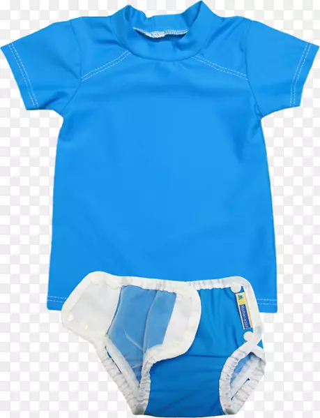 婴儿及幼童一体式游泳尿布t恤游泳池蓝色防晒霜