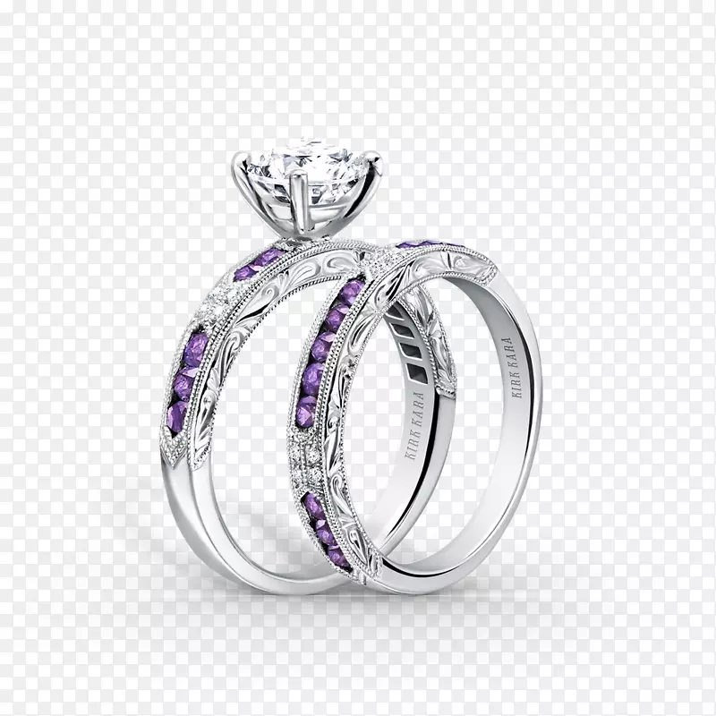 紫水晶钻石结婚戒指订婚戒指-钻石