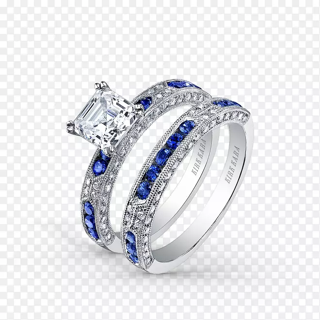 蓝宝石婚戒夏洛特约克金边订婚戒指蓝宝石