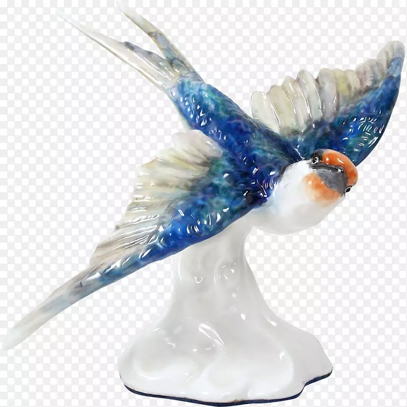 翼水鸟钴蓝雕像-鸟