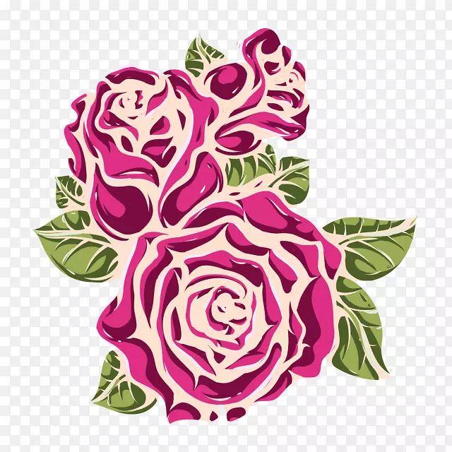 花园玫瑰花卉设计水彩画剪花剪贴画