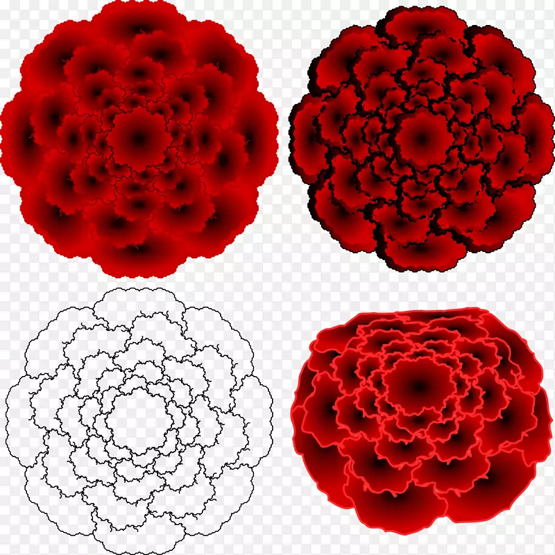 花园玫瑰花卉设计红花剪贴画