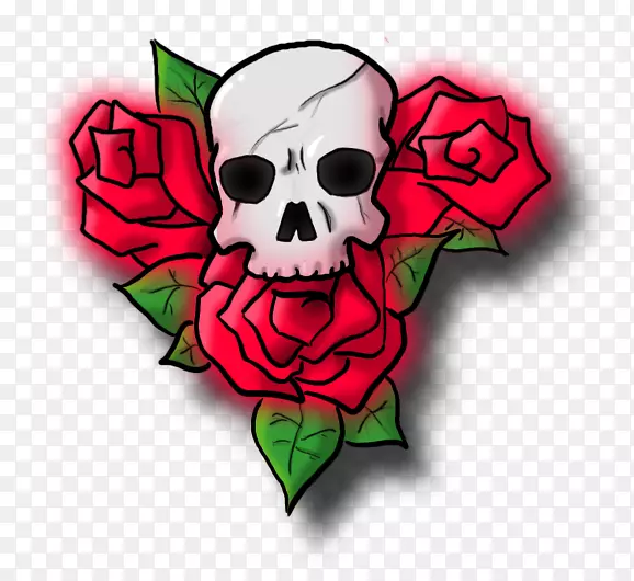 皮尔斯面纱头骨剪辑艺术-头骨和玫瑰
