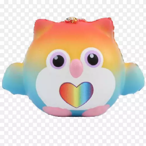 彩虹鱿鱼猫头鹰填充动物和可爱的玩具颜色-彩虹