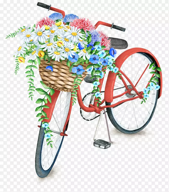 自行车水彩画-自行车