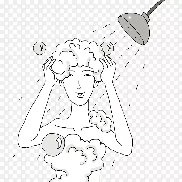 线艺术耳朵素描-洗个澡