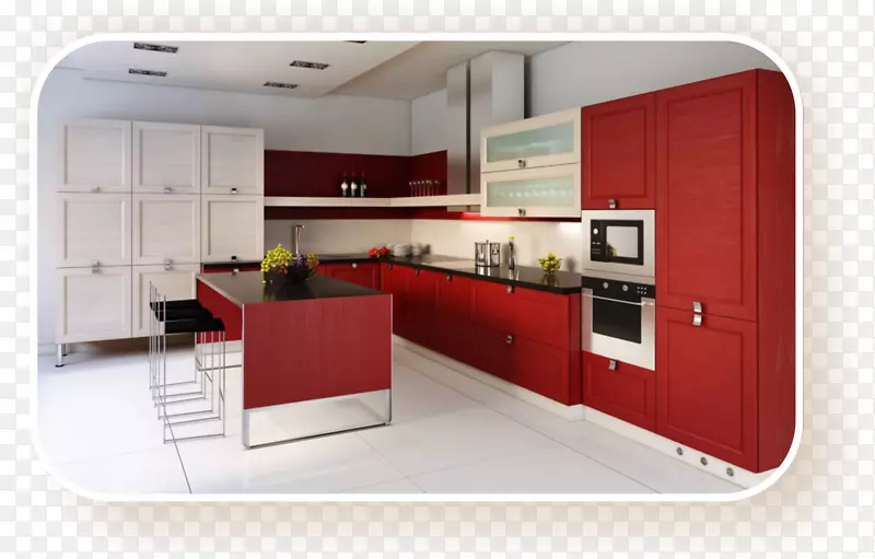 厨房橱柜室内设计服务红色白色厨房