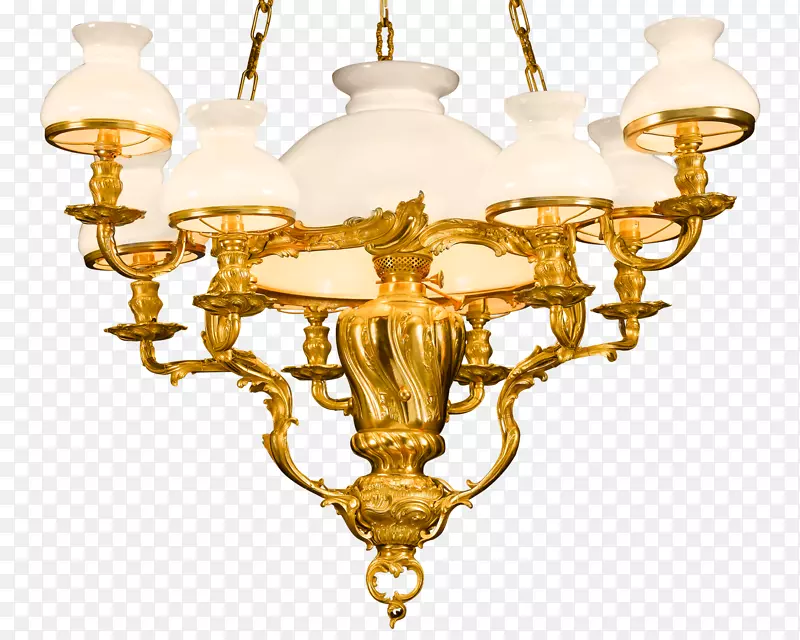 吊灯路易奎泽19世纪黄铜天花板-发光的吊灯