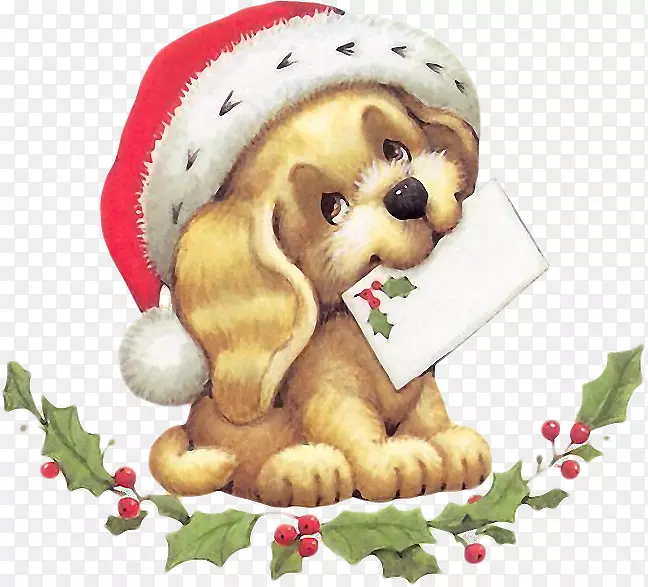 小狗圣诞老人圣诞剪贴画-小狗