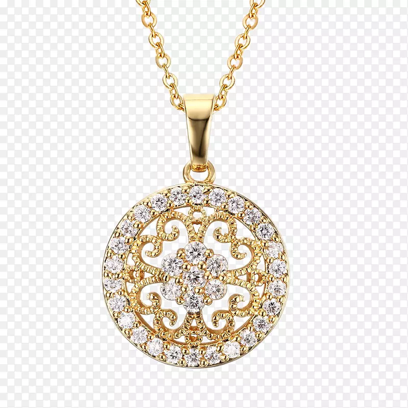 魅力和吊坠项链黄金钻石立方氧化锆-珠宝配件