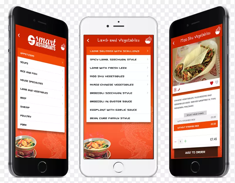 智能手机功能手机手持设备显示广告-餐厅菜单应用程序