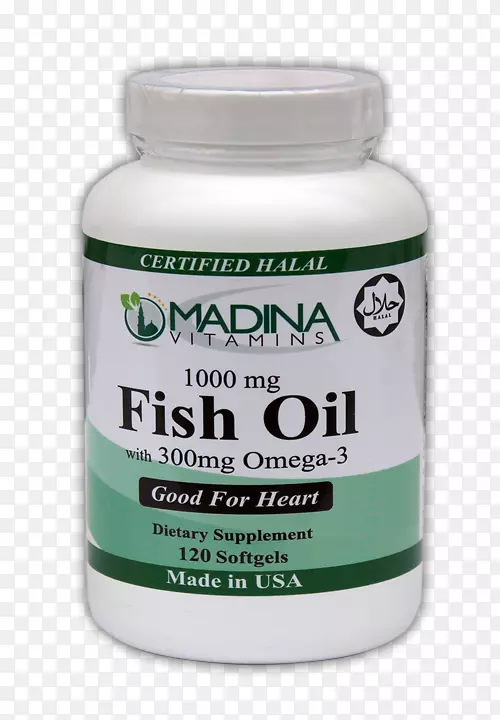 清真膳食补充剂鱼油酸麦片-3明胶-健康