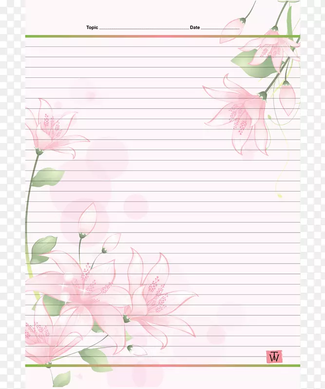 花卉设计纸画框线螺旋线记事本