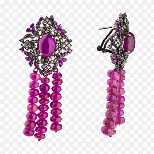 紫水晶耳环体首饰紫色珠-紫色