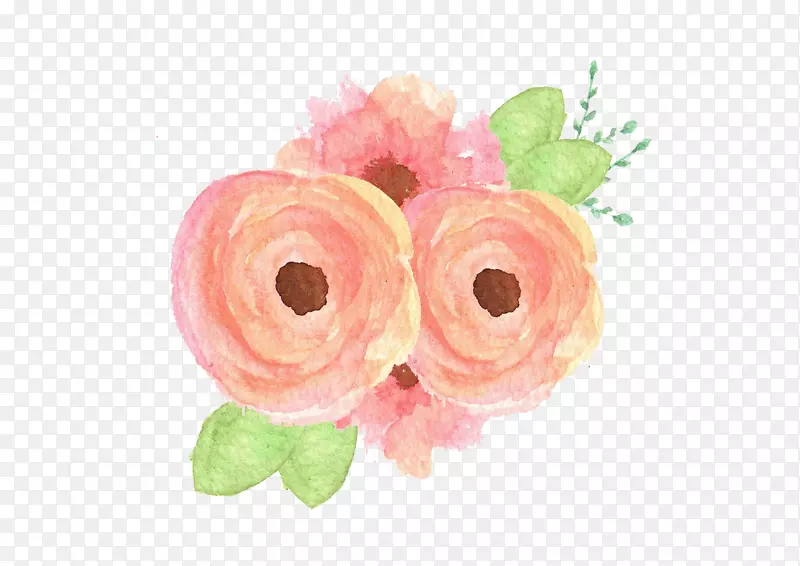 花园玫瑰花卉设计插花艺术桃花水彩画