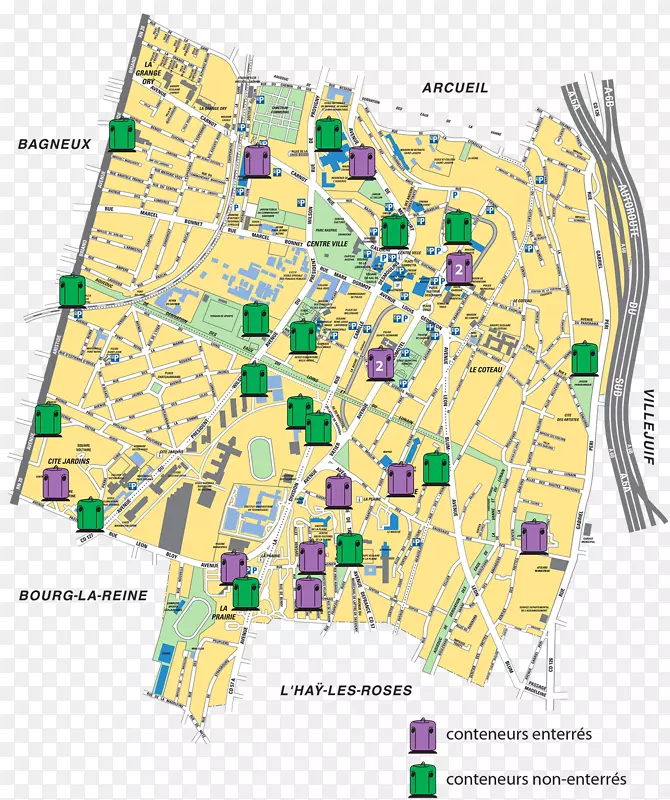 Cachan Villejuif Arcueil Bagneux Fresnes-map