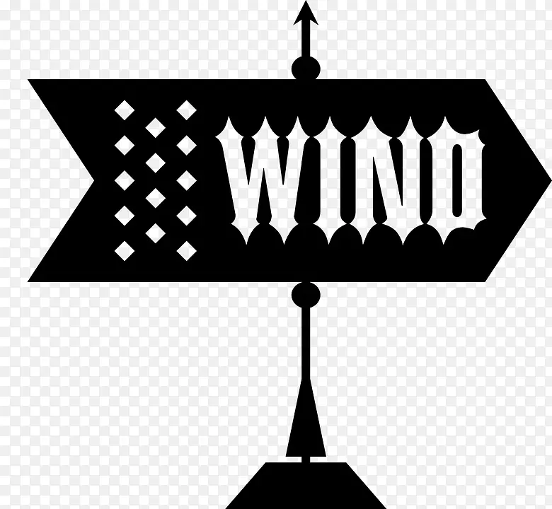 天气风向标鸡气象站剪贴画-风向标黑白