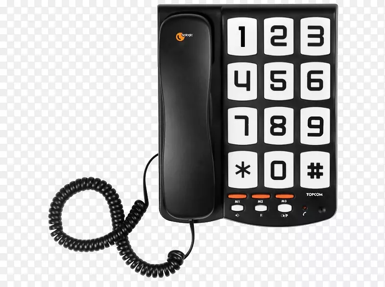 专用大按钮T 101无显示黑色电话家庭及商务电话TopCom ts 6651固定电话与大键手机
