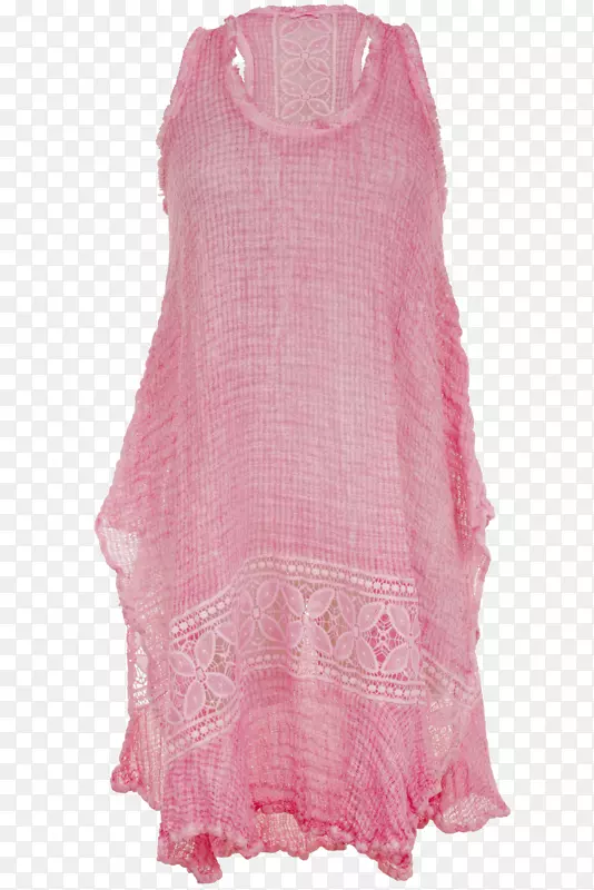 褶皱袖粉红色m女衬衫连衣裙